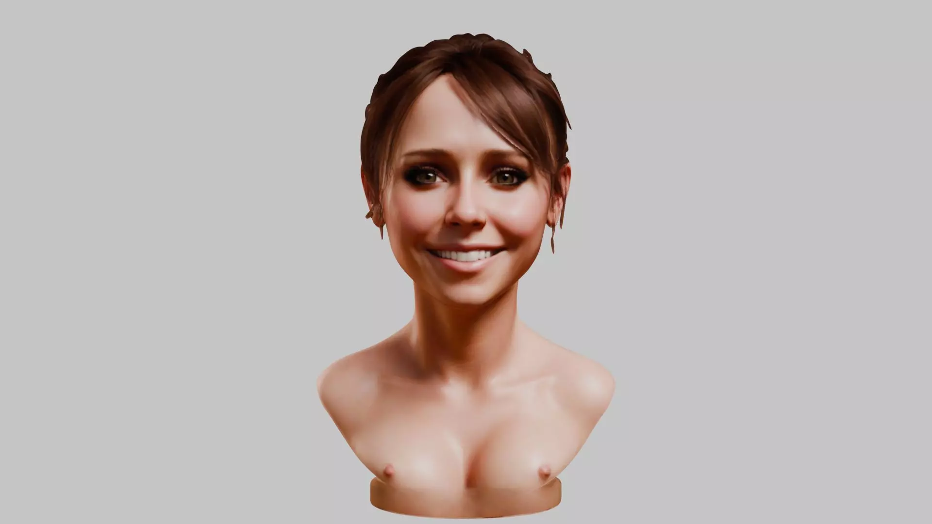 Female Head Character Face HEad Bust Low-poly 3D model_0