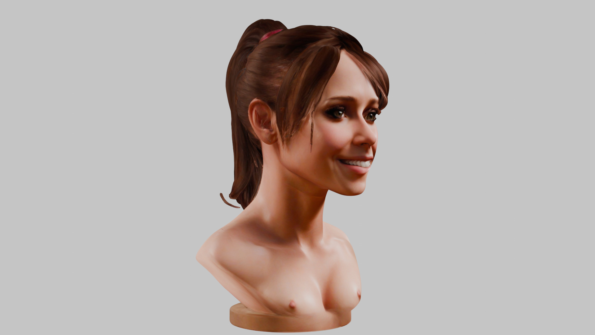 Female Head Character Face HEad Bust Low-poly 3D model_9