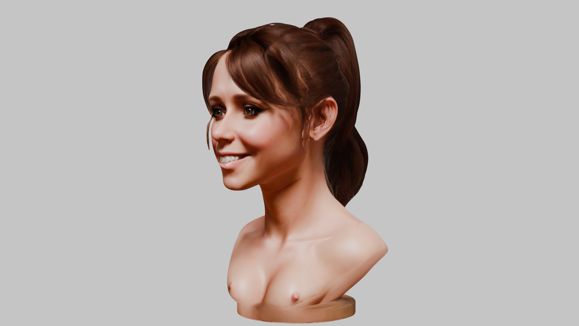 Female Head Character Face HEad Bust Low-poly 3D model_6