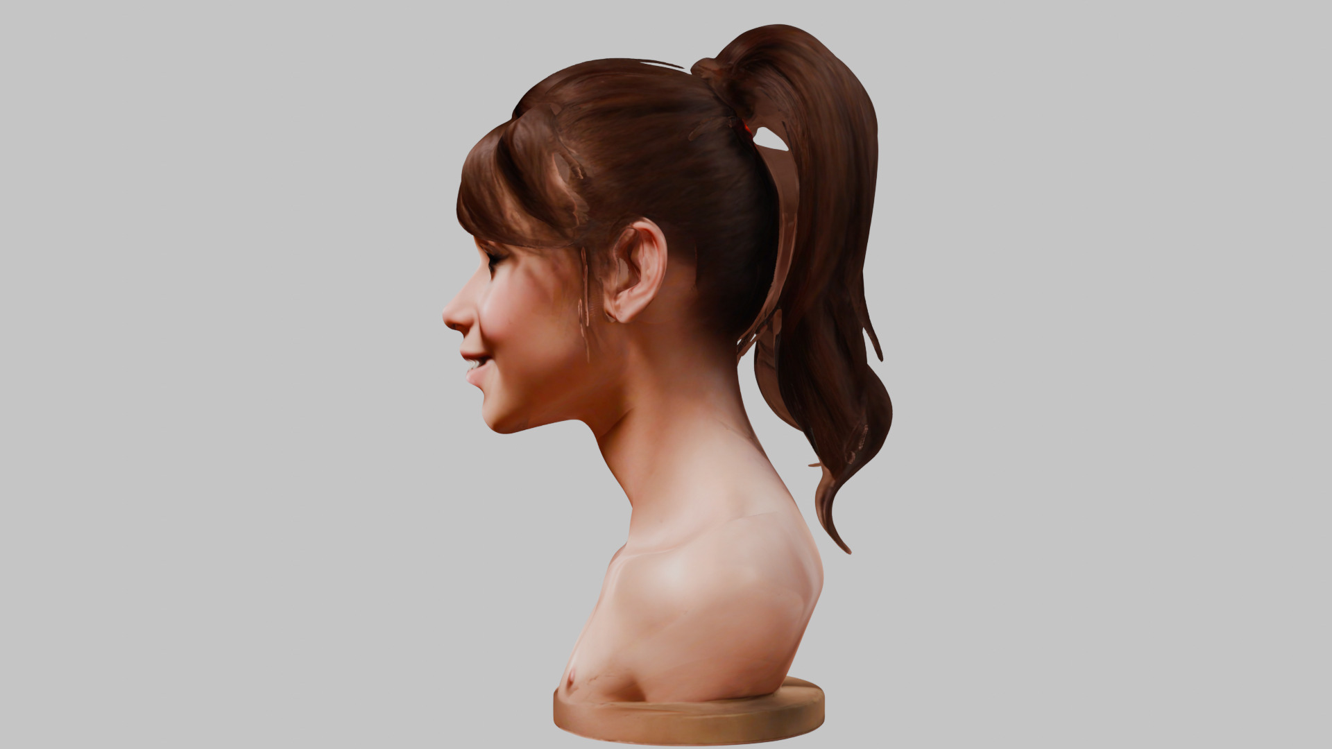 Female Head Character Face HEad Bust Low-poly 3D model_4
