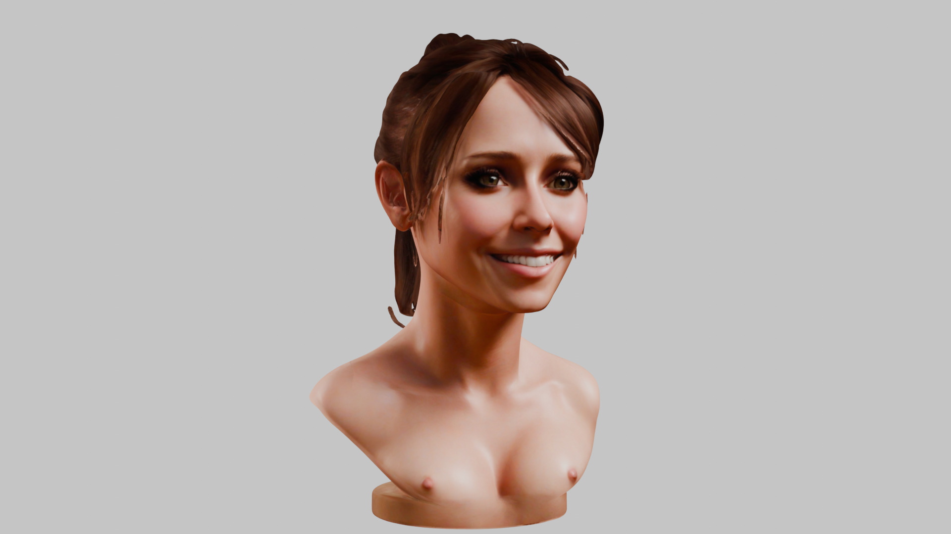 Female Head Character Face HEad Bust Low-poly 3D model_8