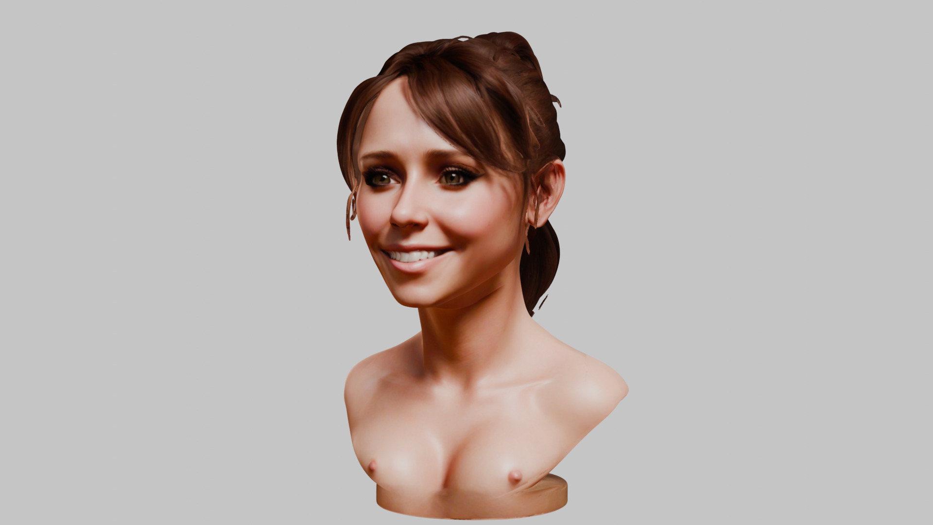 Female Head Character Face HEad Bust Low-poly 3D model_7
