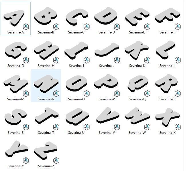 50 FONTS - 1300 3D ALPHABET LETTERS 3D print model_4