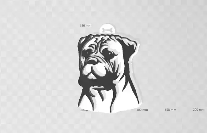 boxer dog keychain 3D print model