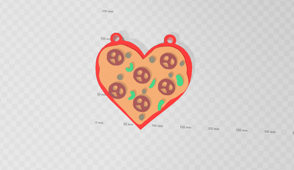pizza Heart Keychain Couple 3D print model_2