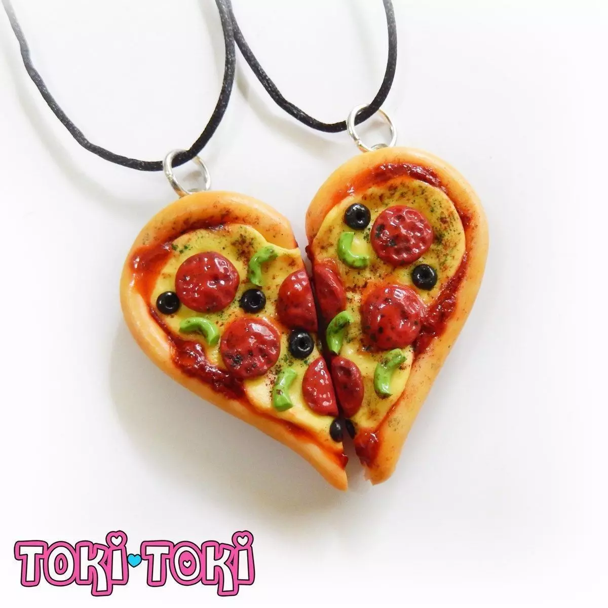 pizza Heart Keychain Couple 3D print model_0