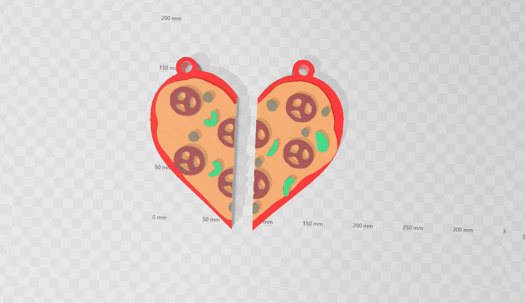 pizza Heart Keychain Couple 3D print model_3