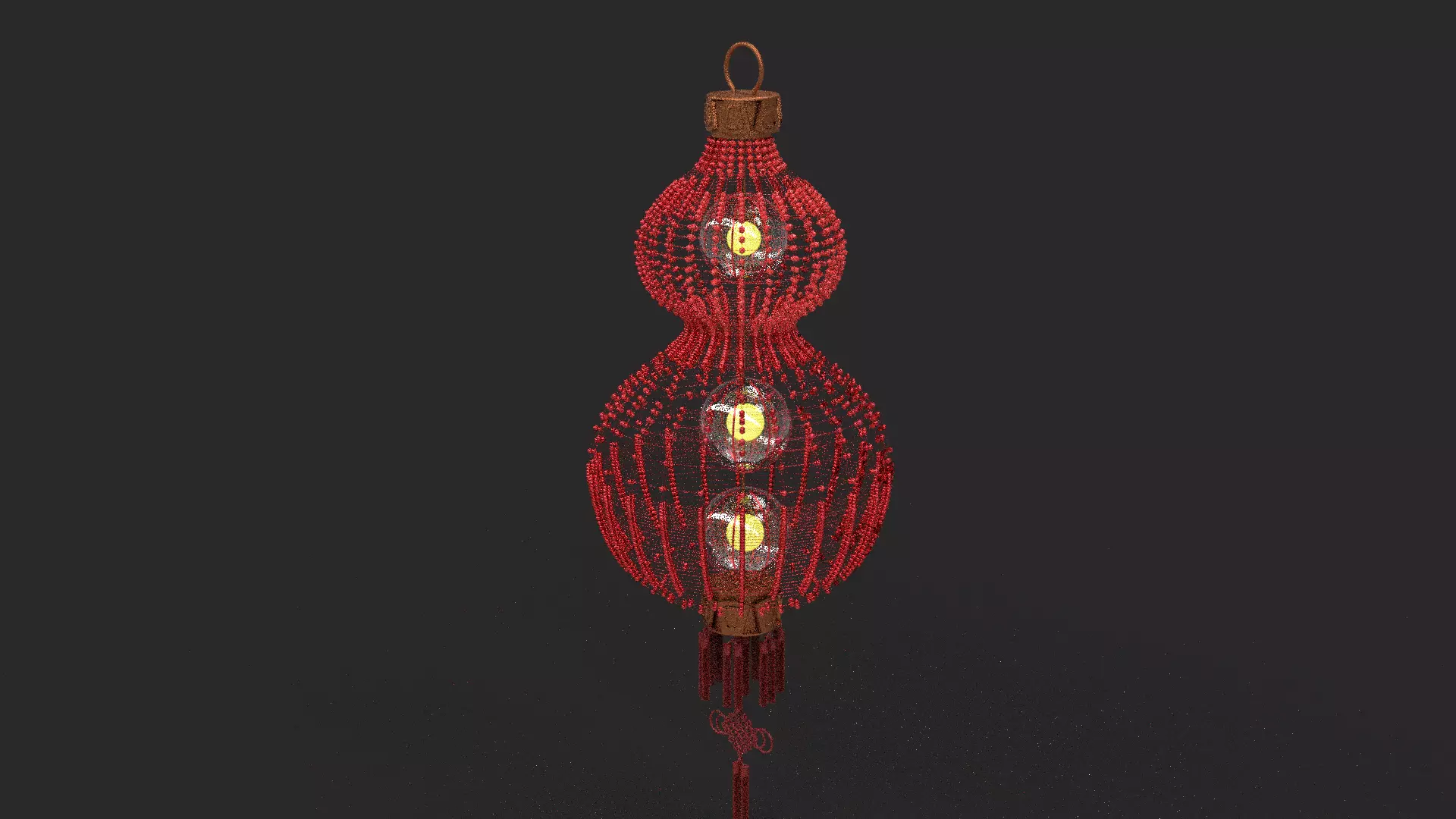 Chinese red gourd lantern Low-poly 3D model