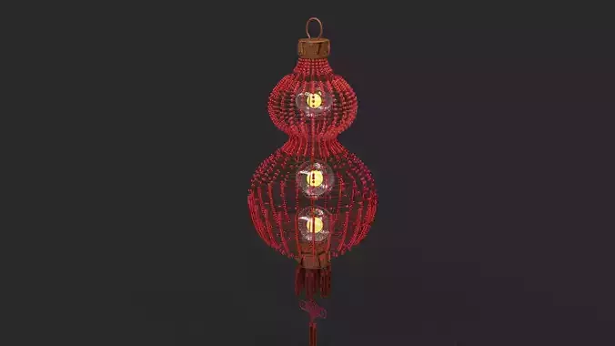 Chinese  red gourd lantern   Low-poly 3D model