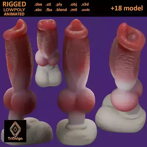 Gunthros Dog Penis low poly Rigged Low-poly 3D model
