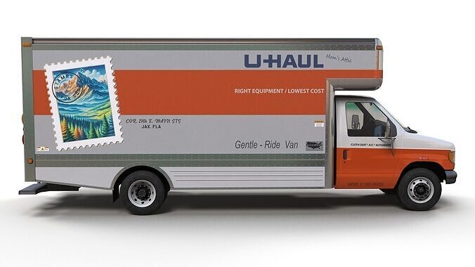 U-Haul moving box truck Low-poly 3D model 4