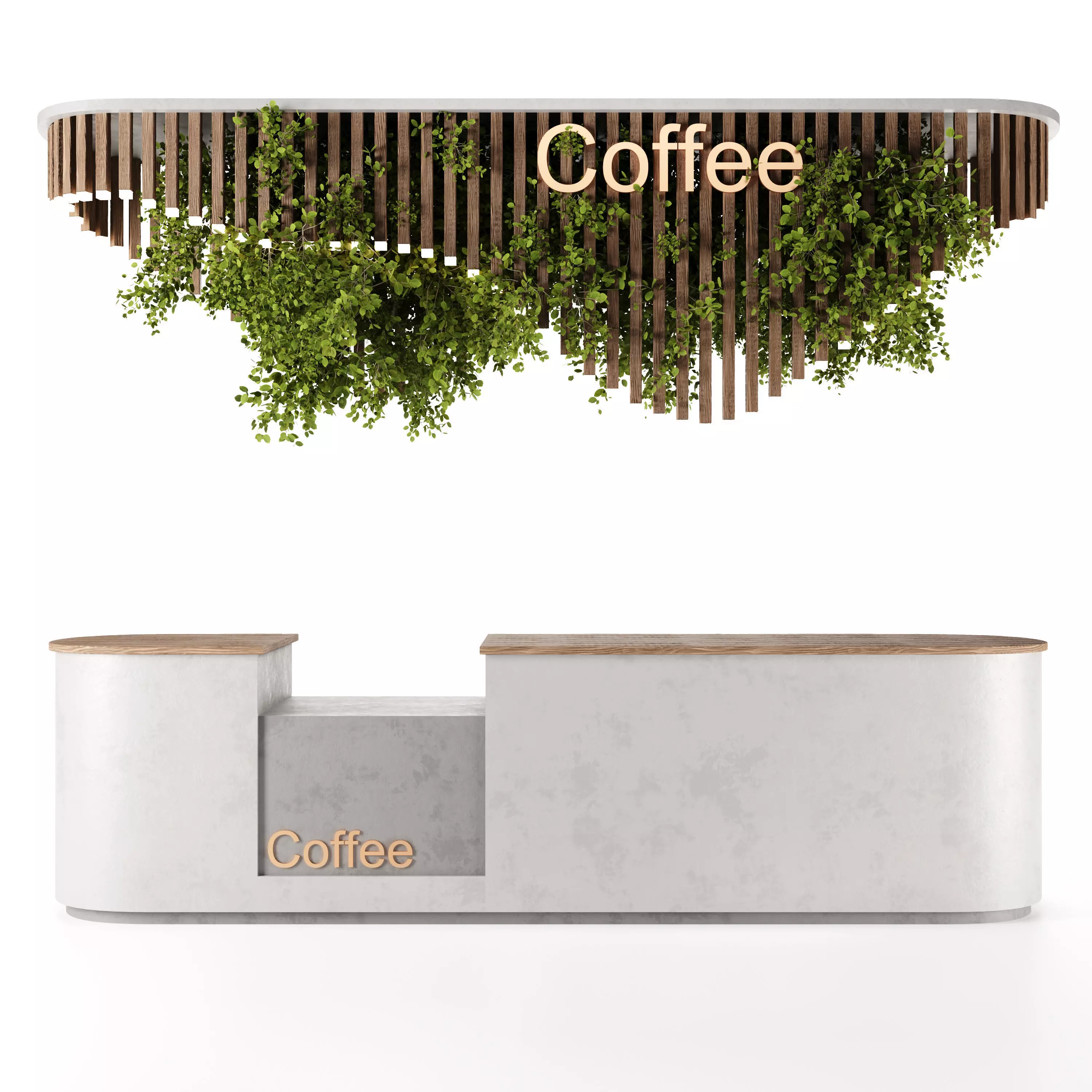 Coffee bar Reception Desk With Plants Set01 3D model
