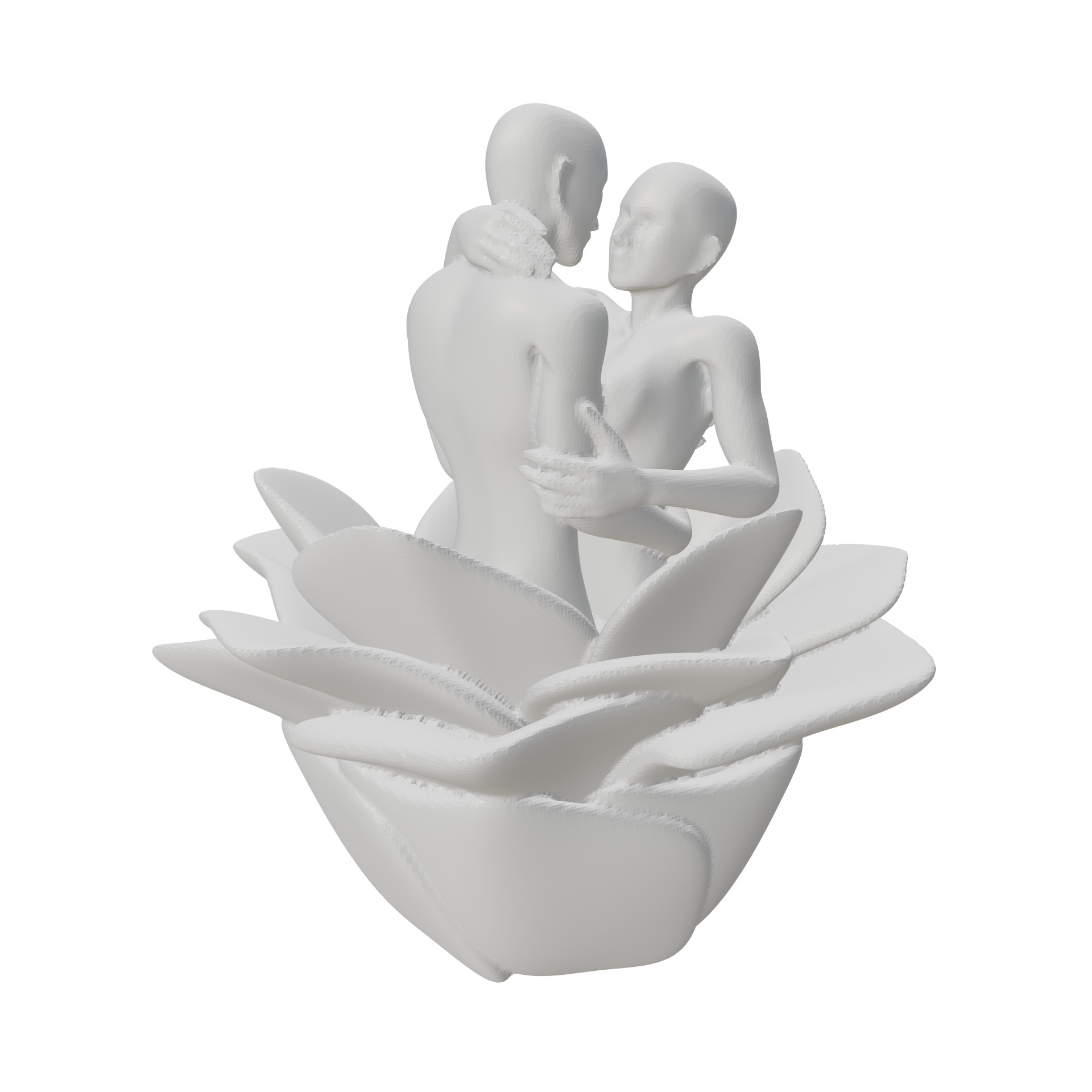 Couple Hugging in the Flower 3D print model_2