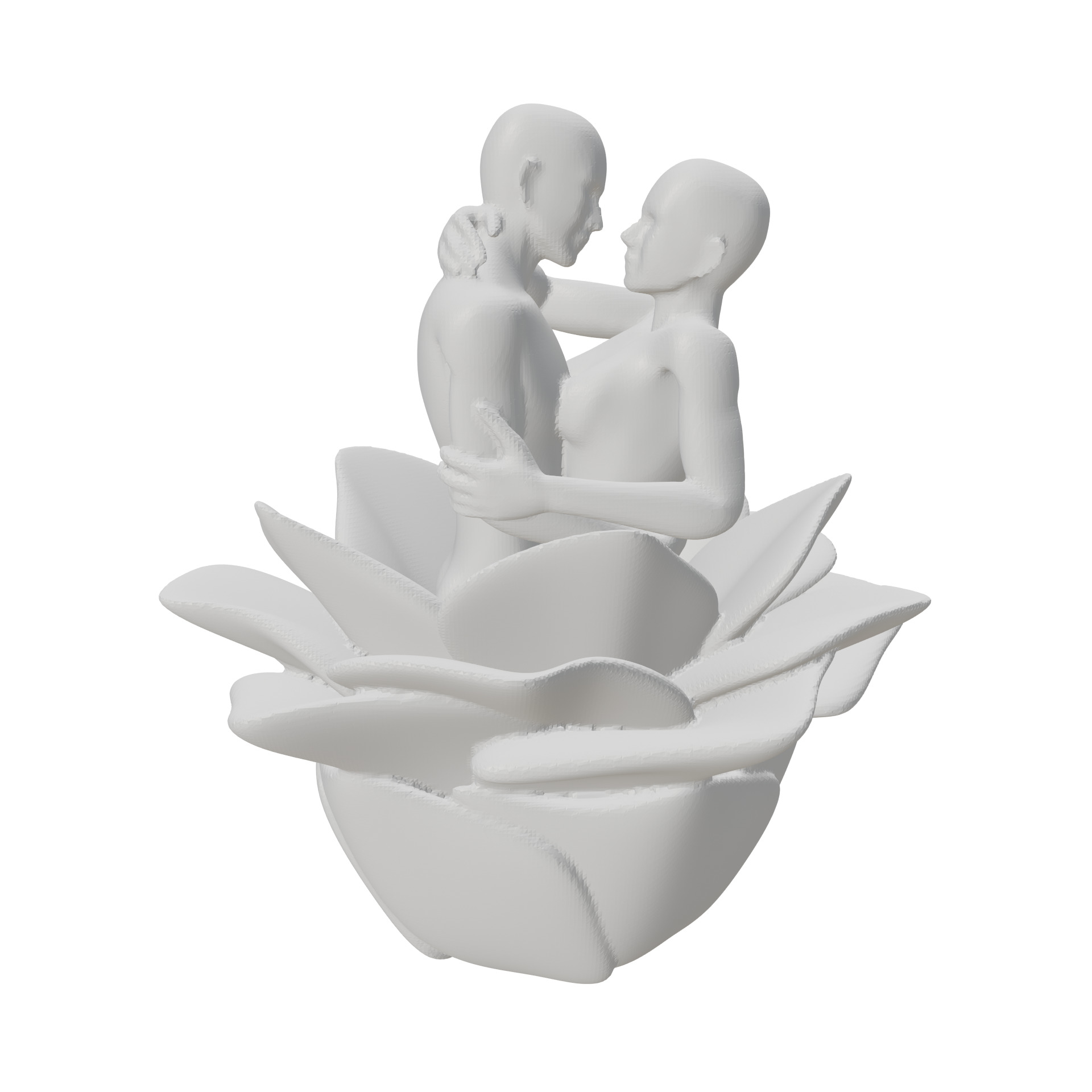 Couple Hugging in the Flower 3D print model_1