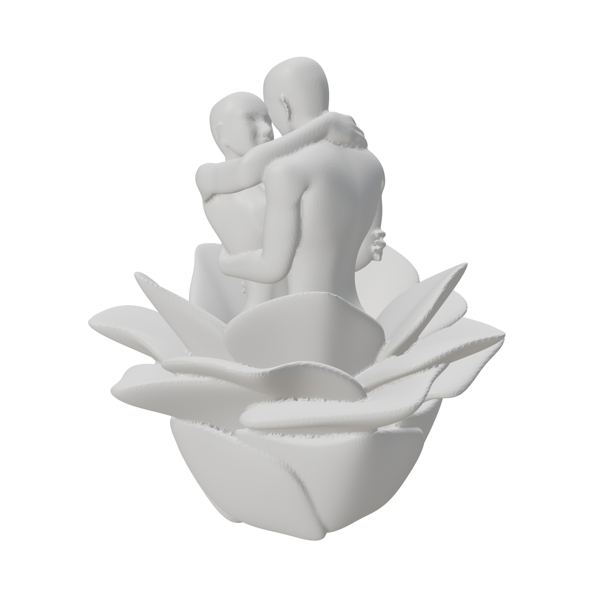 Couple Hugging in the Flower 3D print model_4