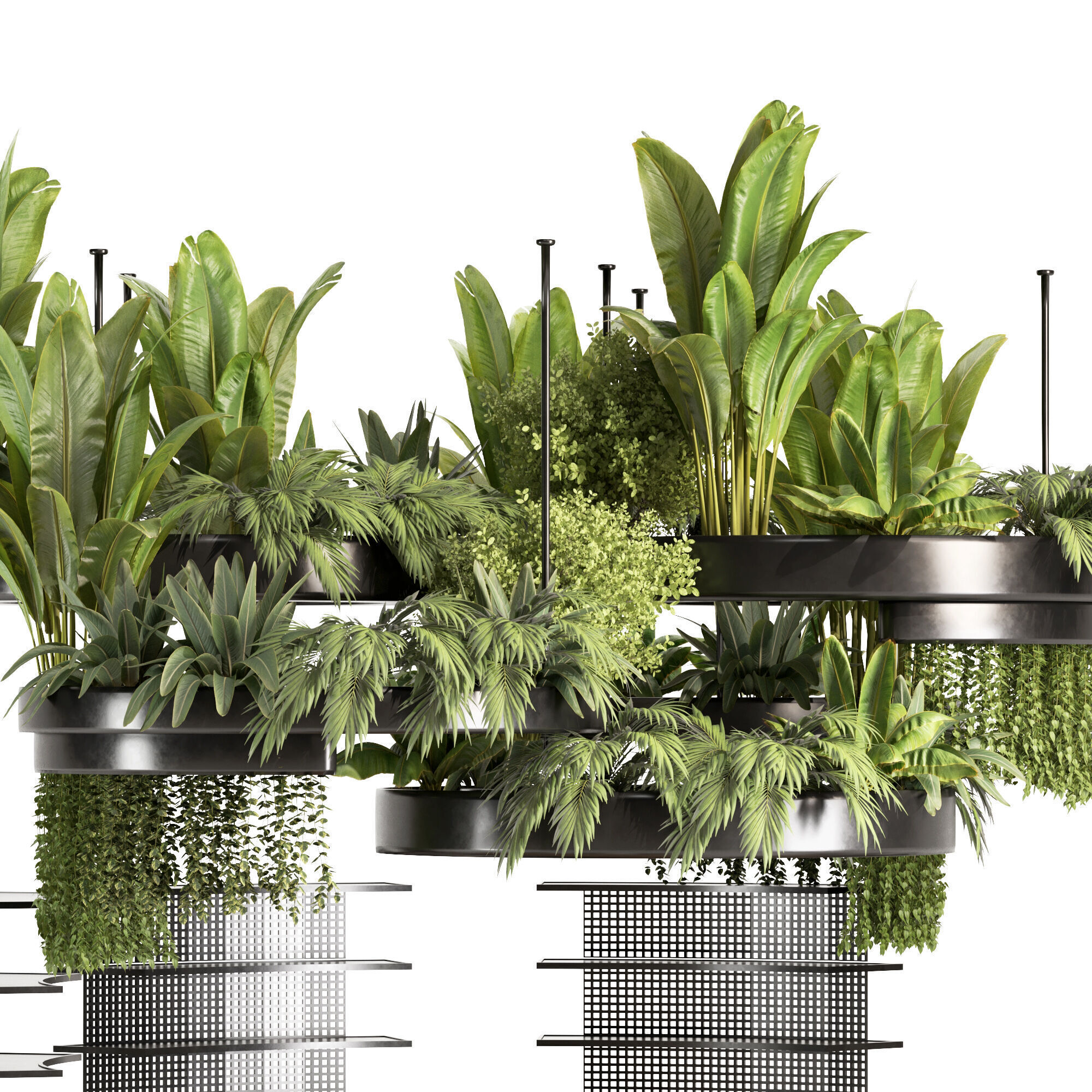 caffee bar Reception Desk With Hanging Plants - Set03 3D model_4
