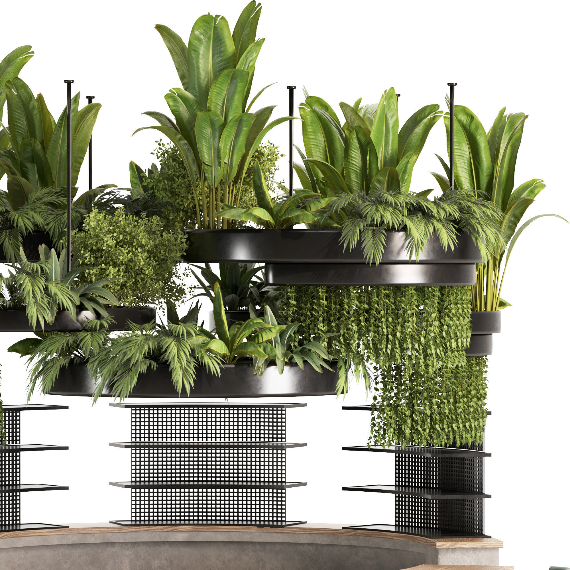 caffee bar Reception Desk With Hanging Plants - Set03 3D model_3