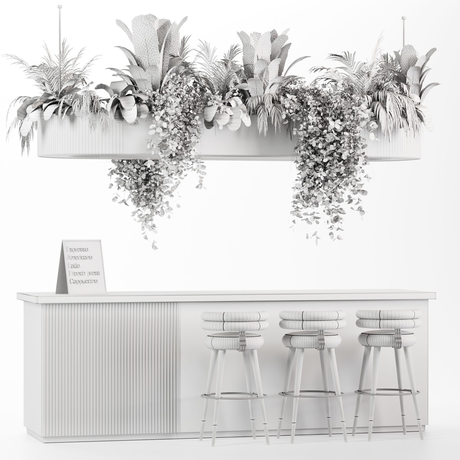  coffee bar Reception Desk With Hanging Plants - Set04 3D model_5
