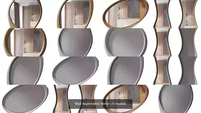 Wall Asymmetric Mirror 3D Model Collection