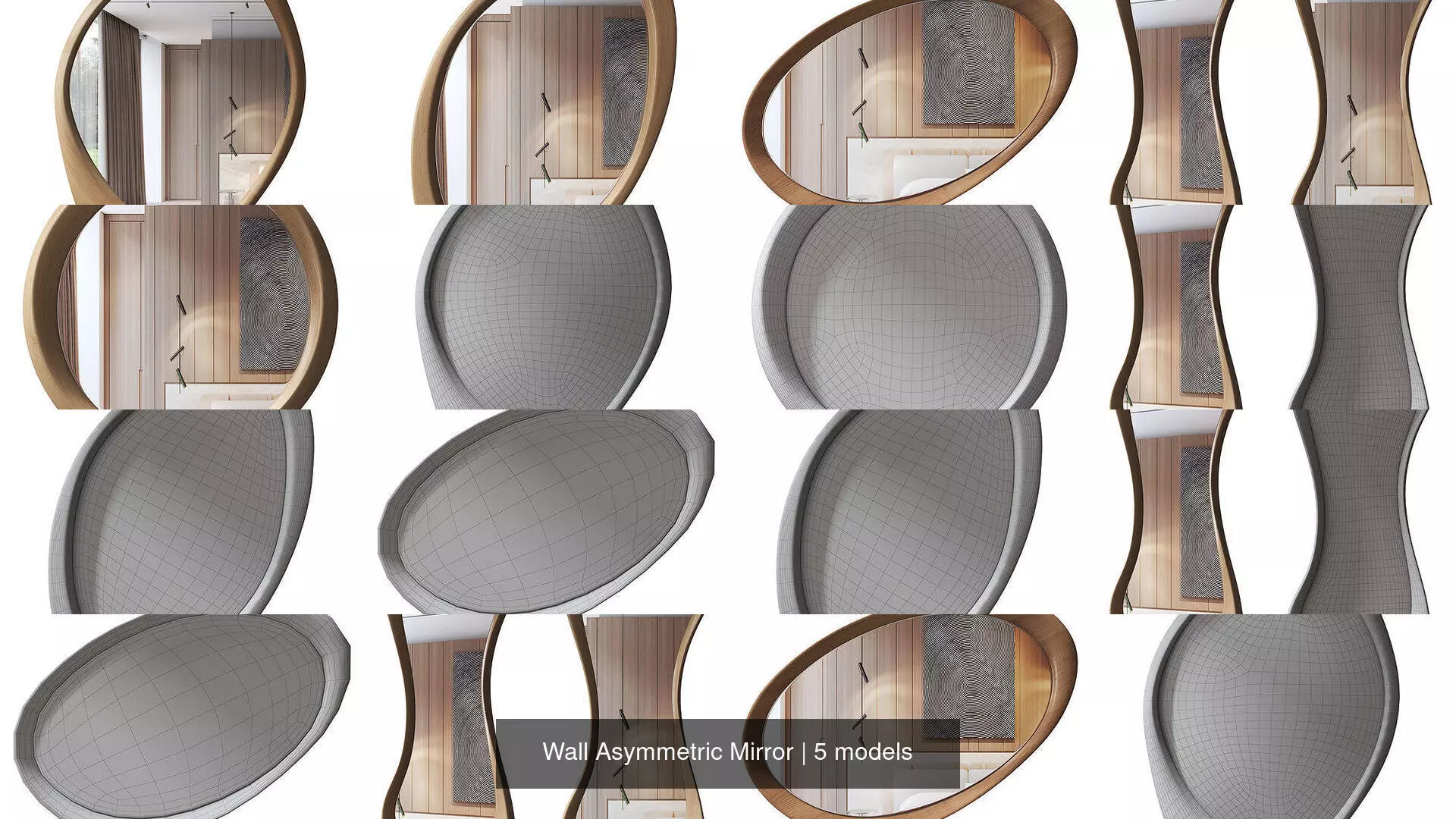 Wall Asymmetric Mirror 3D Model Collection_0