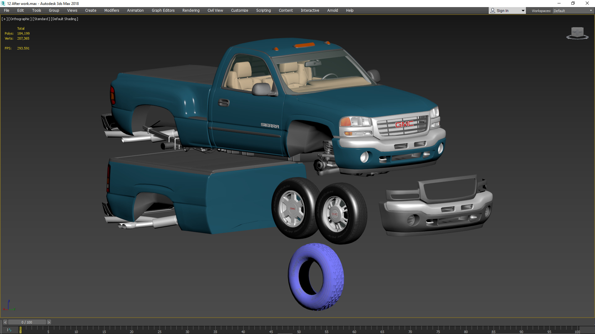 GMC Sierra 2006 Stepside - Bed 3D model_41