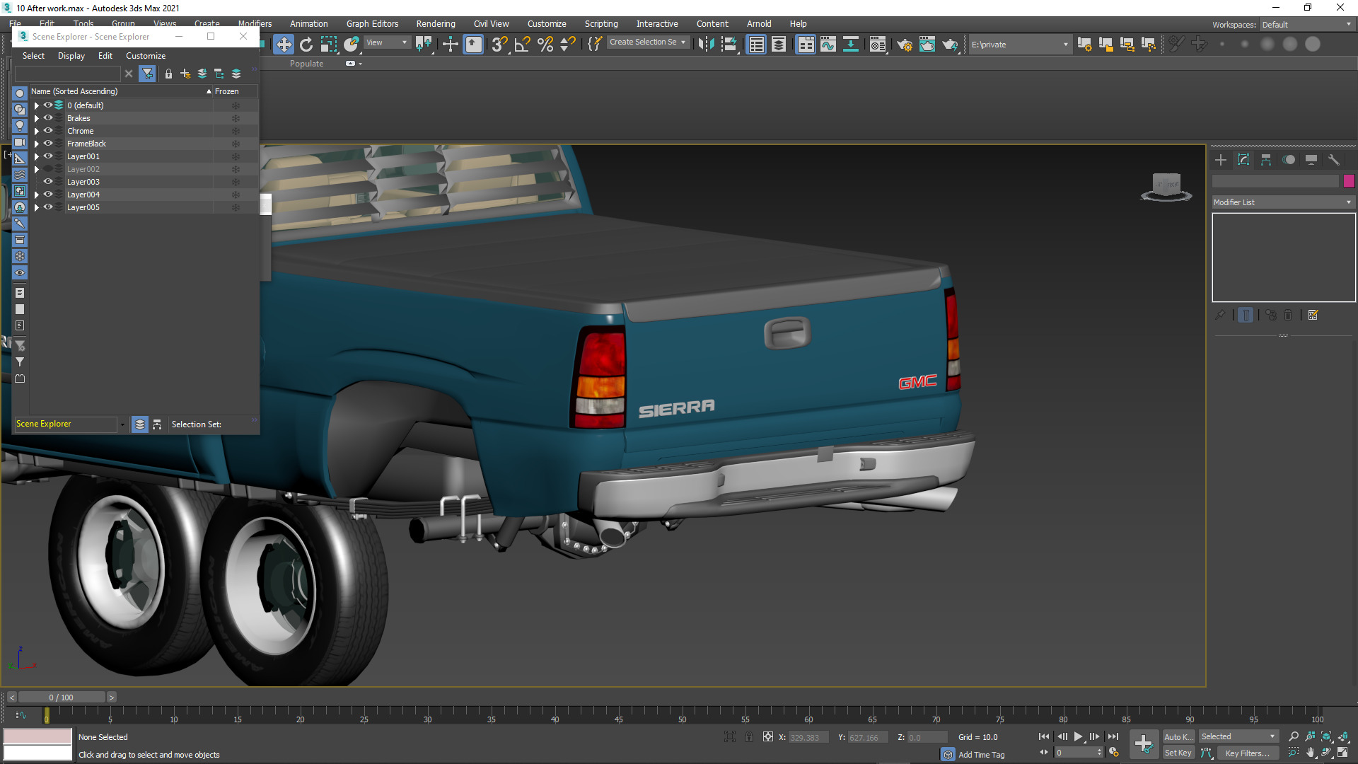GMC Sierra 2006 Stepside - Bed 3D model_84