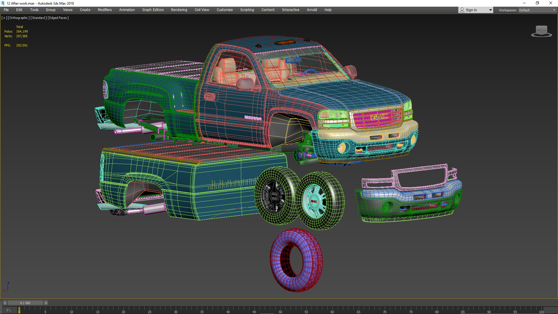 GMC Sierra 2006 Stepside - Bed 3D model_52