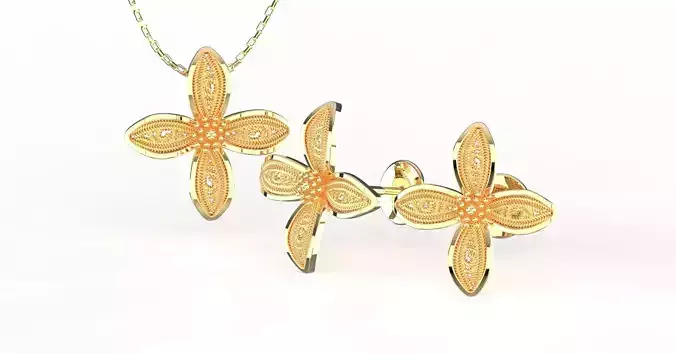 Filigree Flower Stud and Pendant 11 Clematis 3D print model