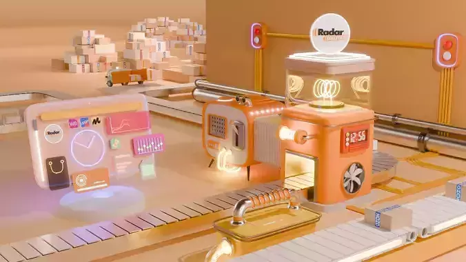 Animation Futuristic Advertising Platform  3D model