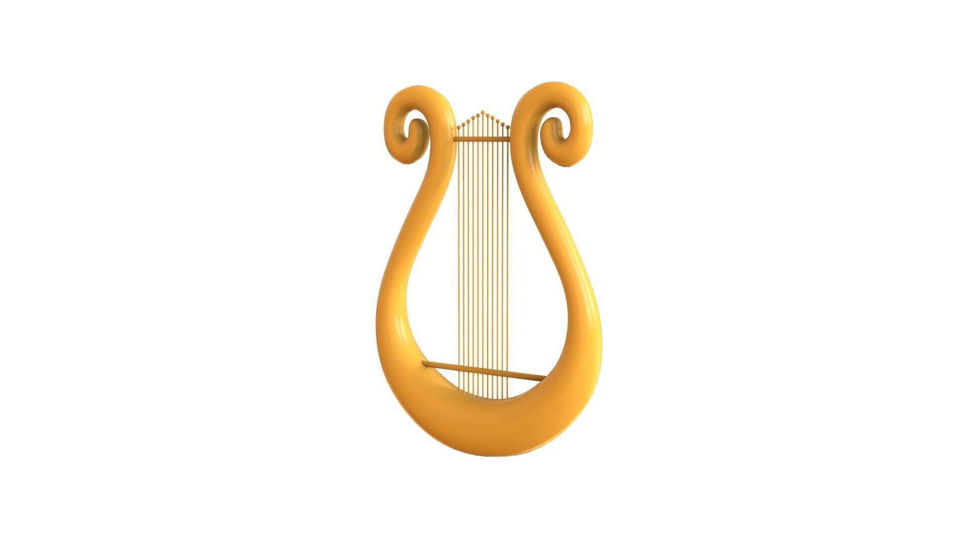 Low Poly - Cartoon Golden Harp Low-poly 3D model_2