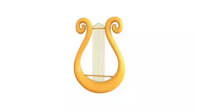 Low Poly - Cartoon Golden Harp Low-poly 3D model