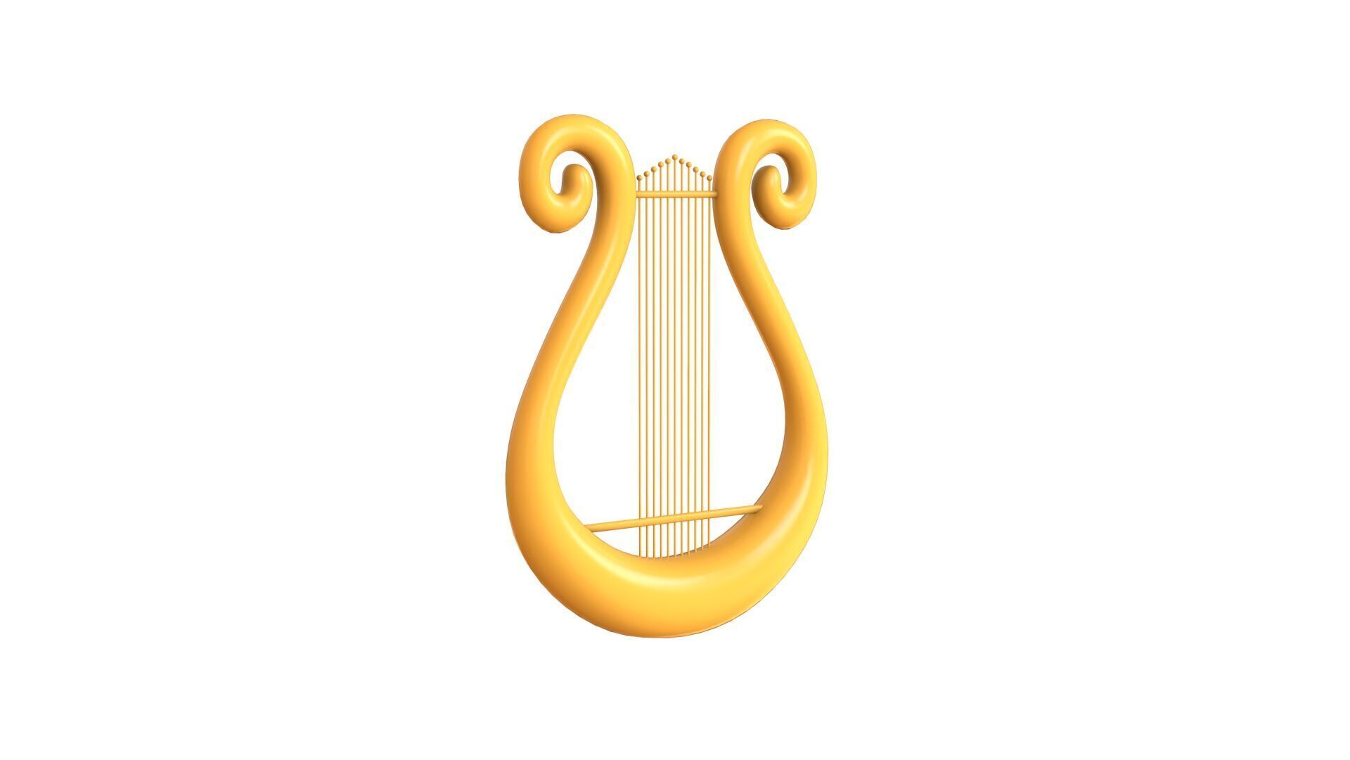 Low Poly - Cartoon Golden Harp Low-poly 3D model_4