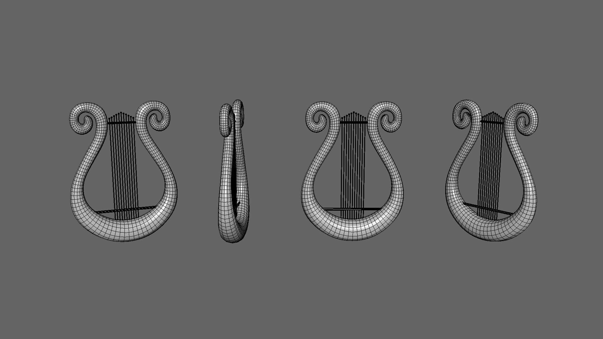 Low Poly - Cartoon Golden Harp Low-poly 3D model_7