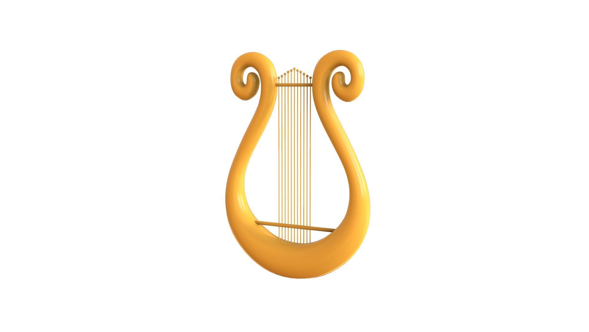 Low Poly - Cartoon Golden Harp Low-poly 3D model_5