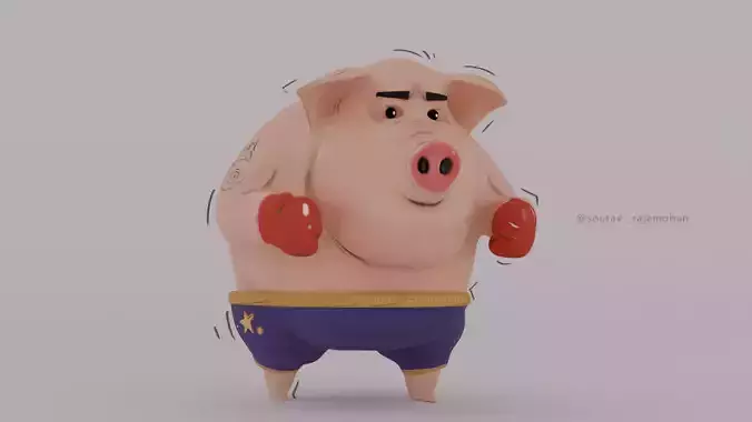 Boxing Pig  Stylized 3D Character Model 3D print model