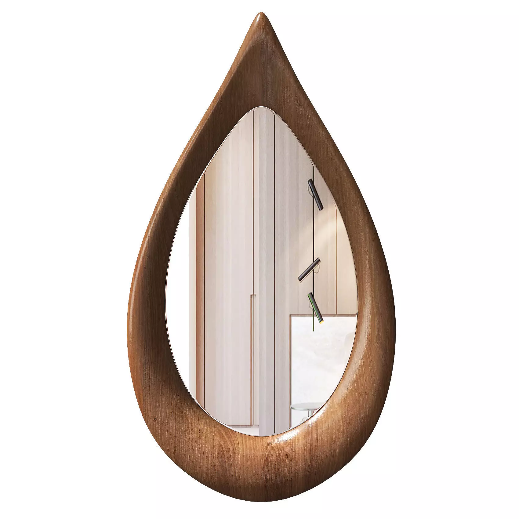 Asymmetrical Wooden Frame Mirror Low-poly 3D model