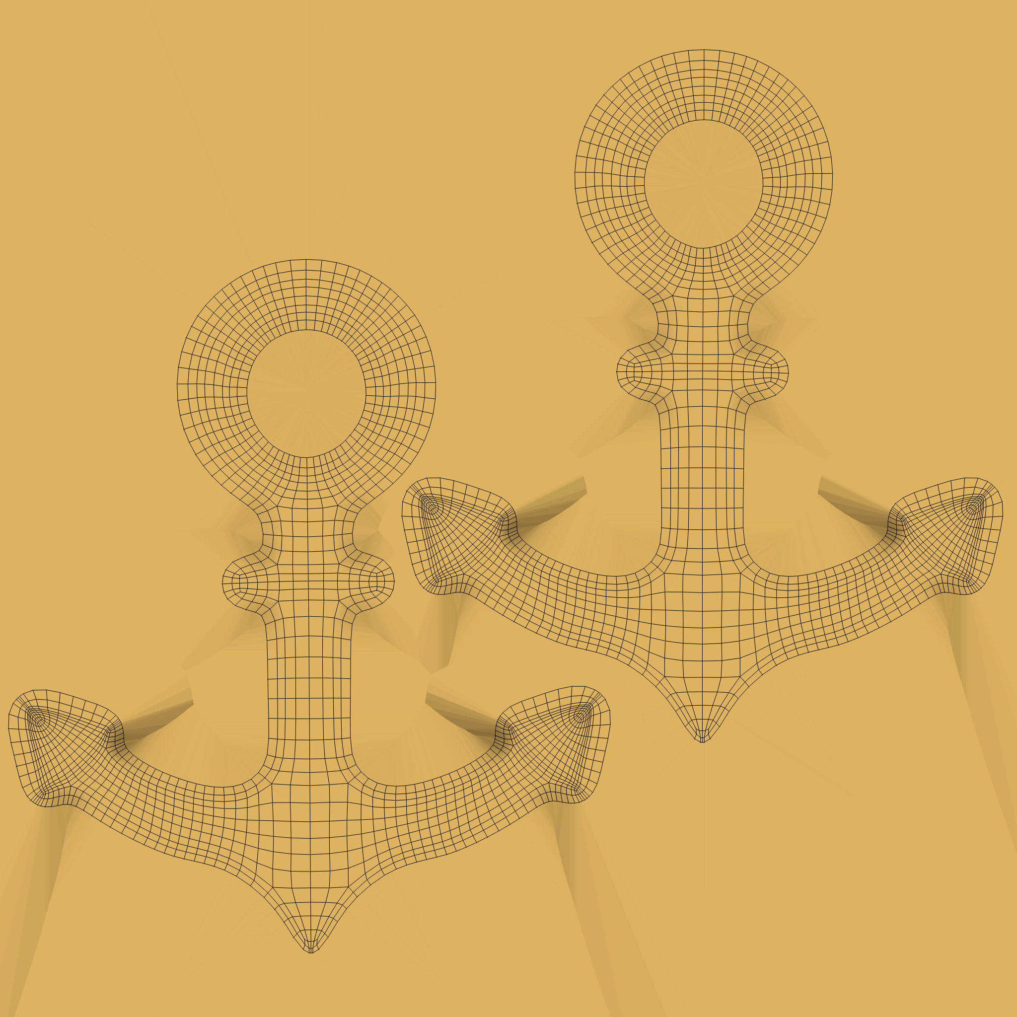 Anchor Yellow Symbols Low-poly 3D model_9