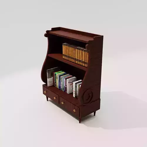Wooden Bookshelf Showcase with Books