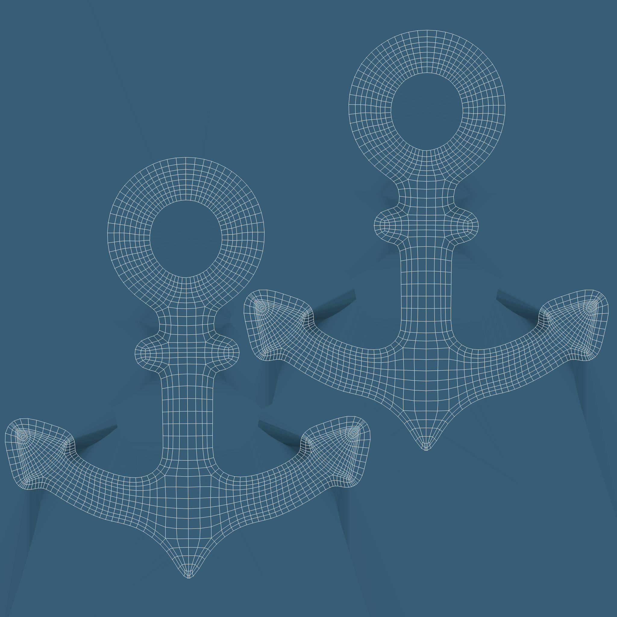 Anchor Blue Symbols Low-poly 3D model_9