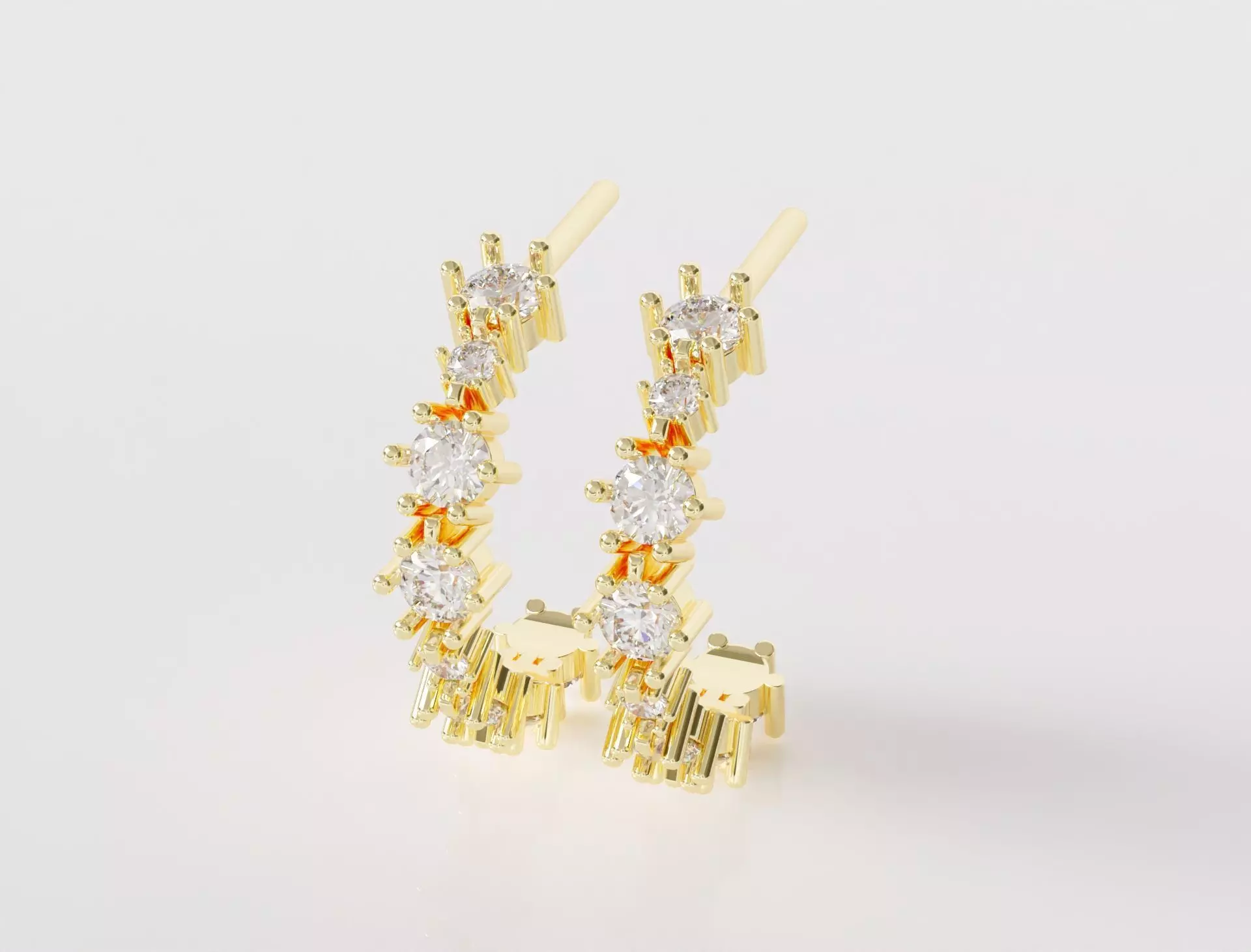 Diamond stud earrings 3D print model_0