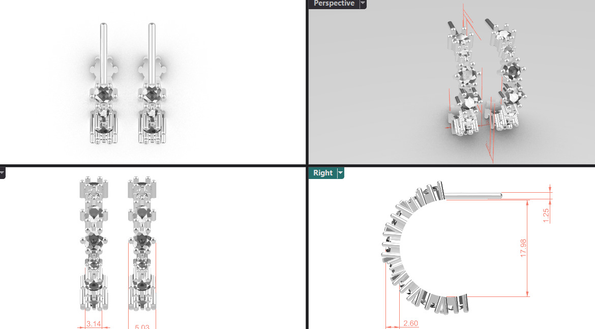 Diamond stud earrings 3D print model_1