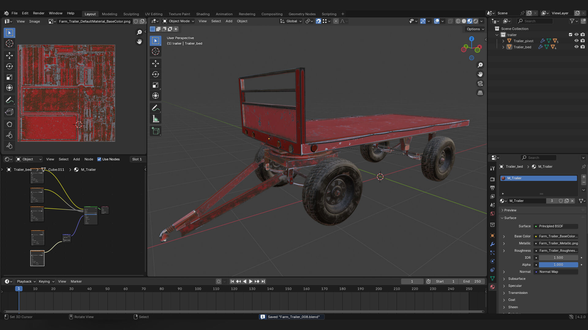 Trailer or wagon 3d prop for farm agriculture tractors 3D model_3