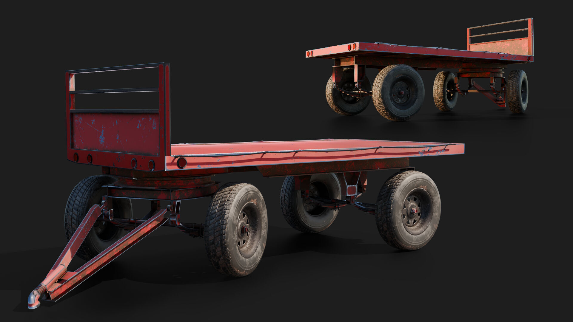 Trailer or wagon 3d prop for farm agriculture tractors 3D model_2