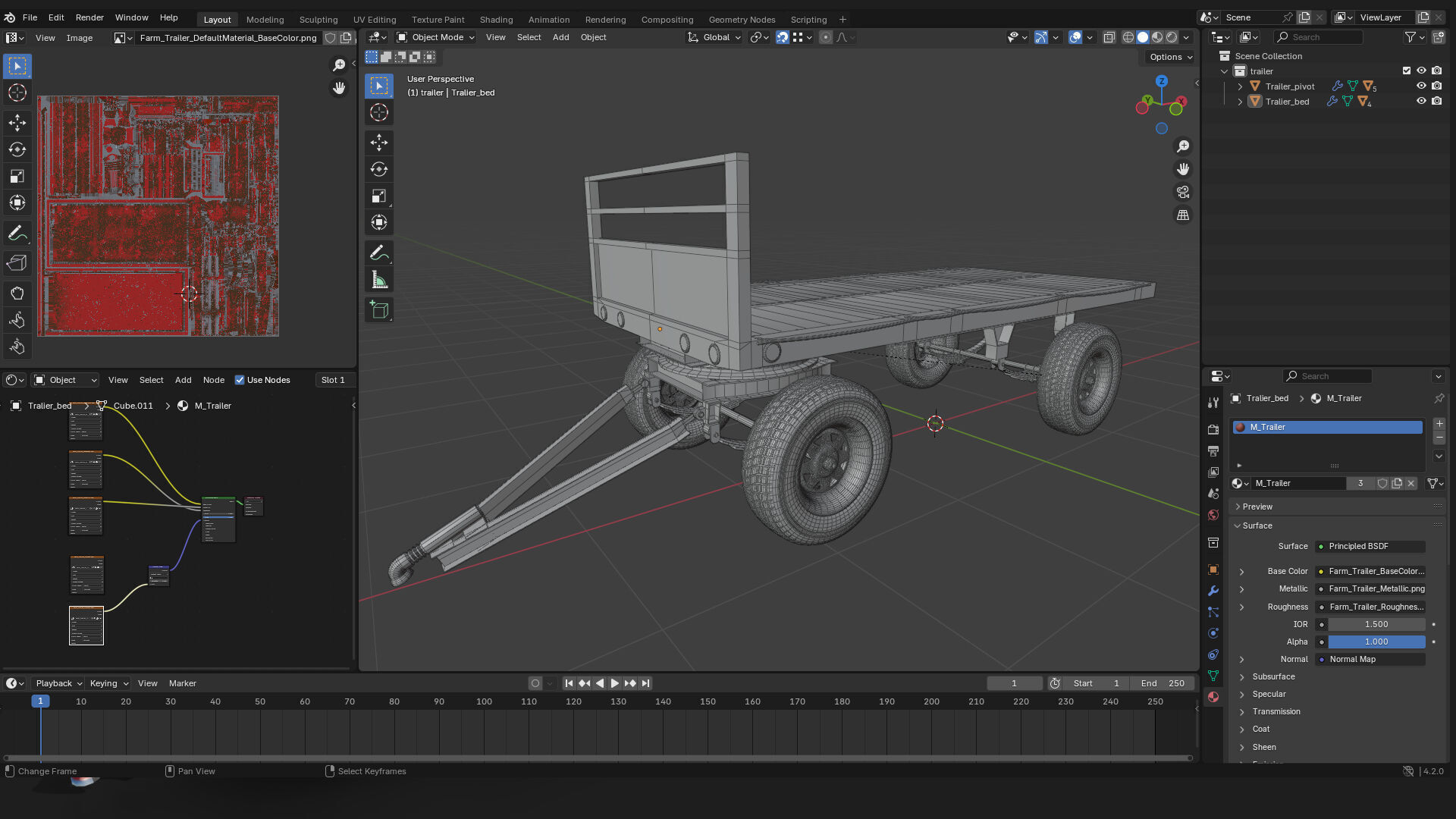Trailer or wagon 3d prop for farm agriculture tractors 3D model_4