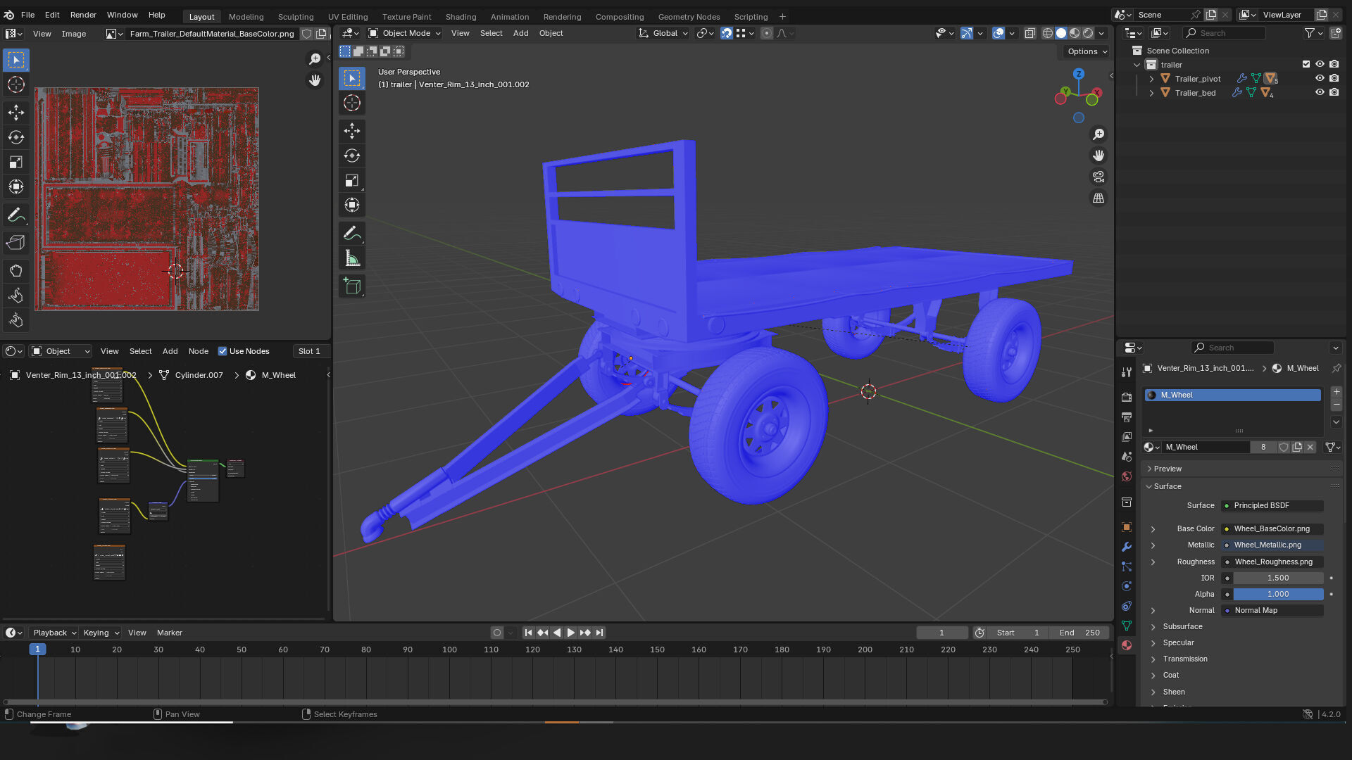 Trailer or wagon 3d prop for farm agriculture tractors 3D model_5