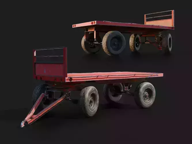Trailer or wagon 3d prop for farm agriculture tractors 3D model Trailer or wagon 3d prop for farm agriculture tractors 3D model