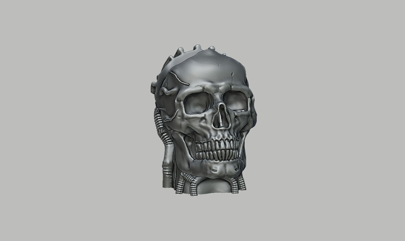 Robot skull Ps5 controller stand  Robot skull head bust  3D print model_9