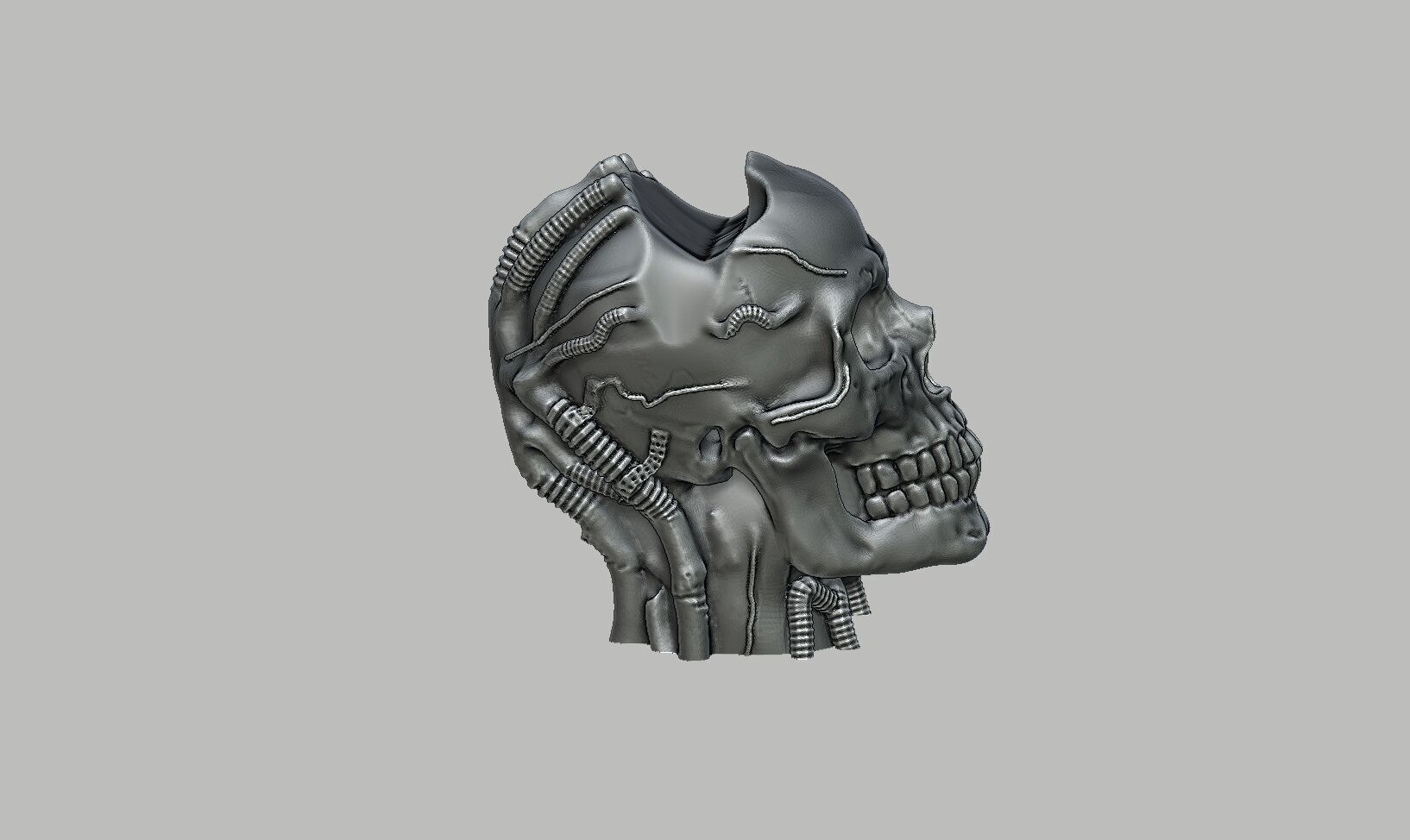 Robot skull Ps5 controller stand  Robot skull head bust  3D print model_6