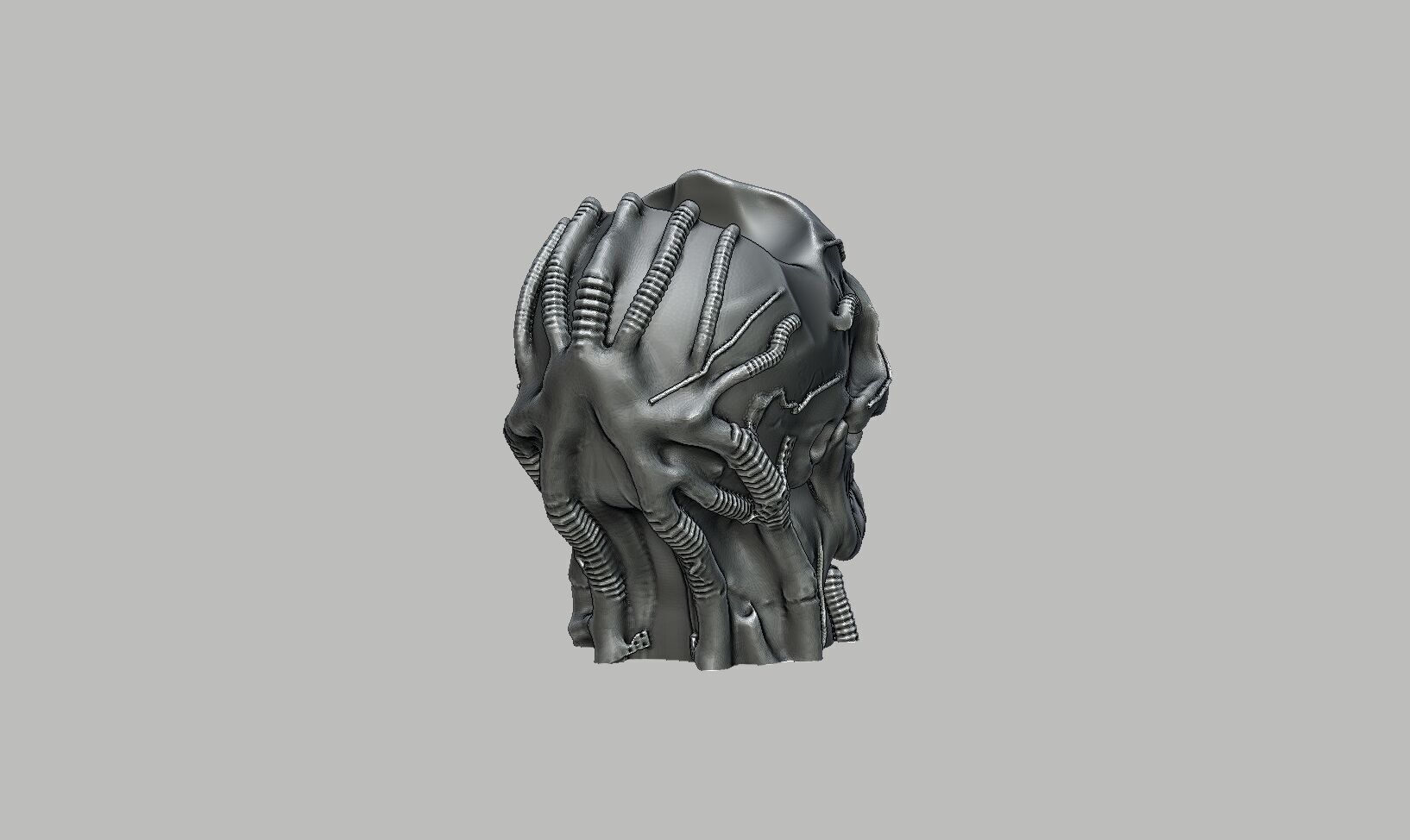 Robot skull Ps5 controller stand  Robot skull head bust  3D print model_7