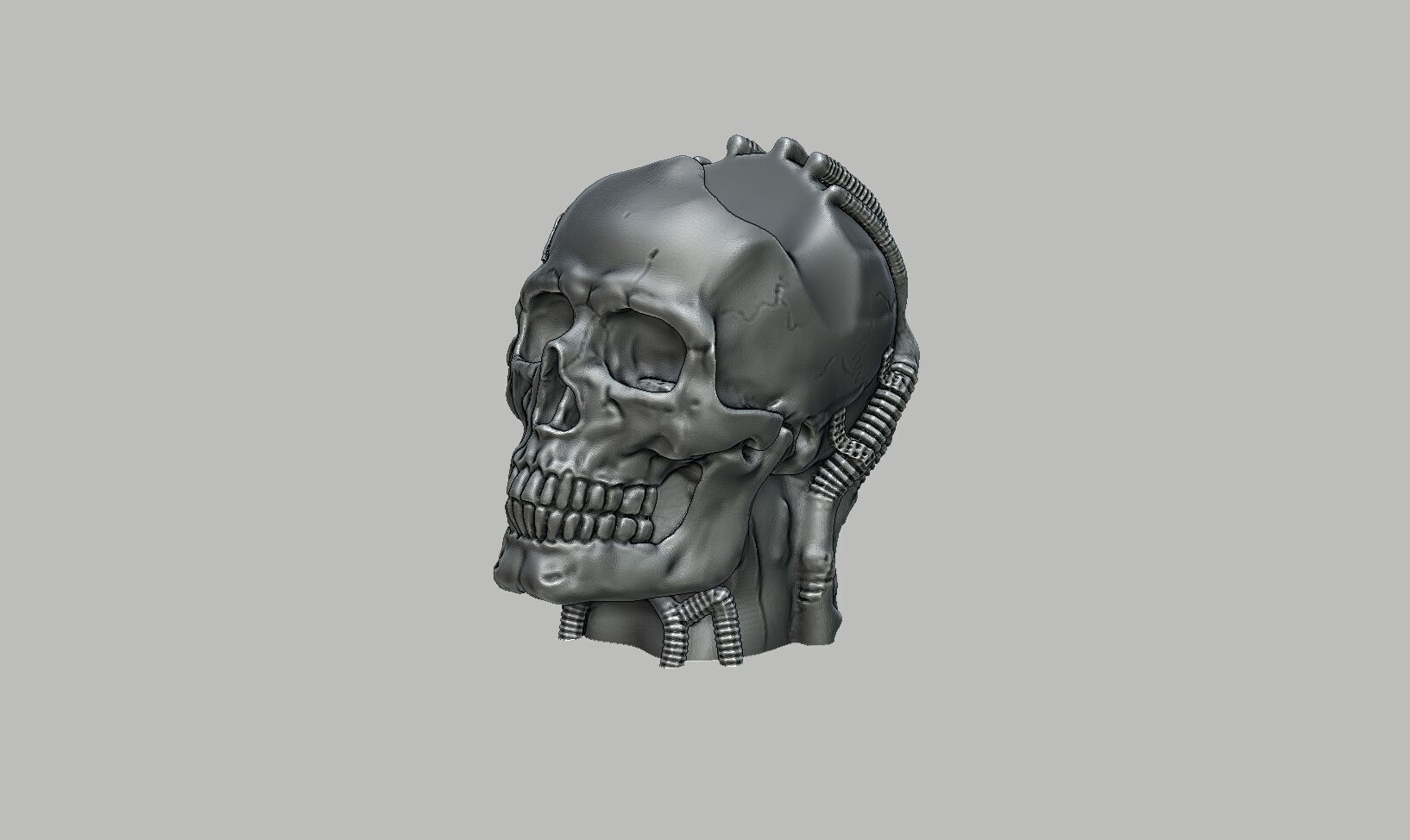 Robot skull Ps5 controller stand  Robot skull head bust  3D print model_8